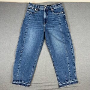 Pistola Barrel Raw Hem Distressed Blue Jeans